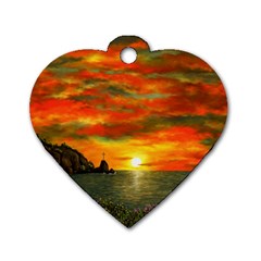 Alyssa s Sunset By Ave Hurley Artrevu - Dog Tag Heart (one Side) by ArtRave2