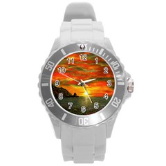 Alyssa s Sunset By Ave Hurley Artrevu - Round Plastic Sport Watch (l) by ArtRave2