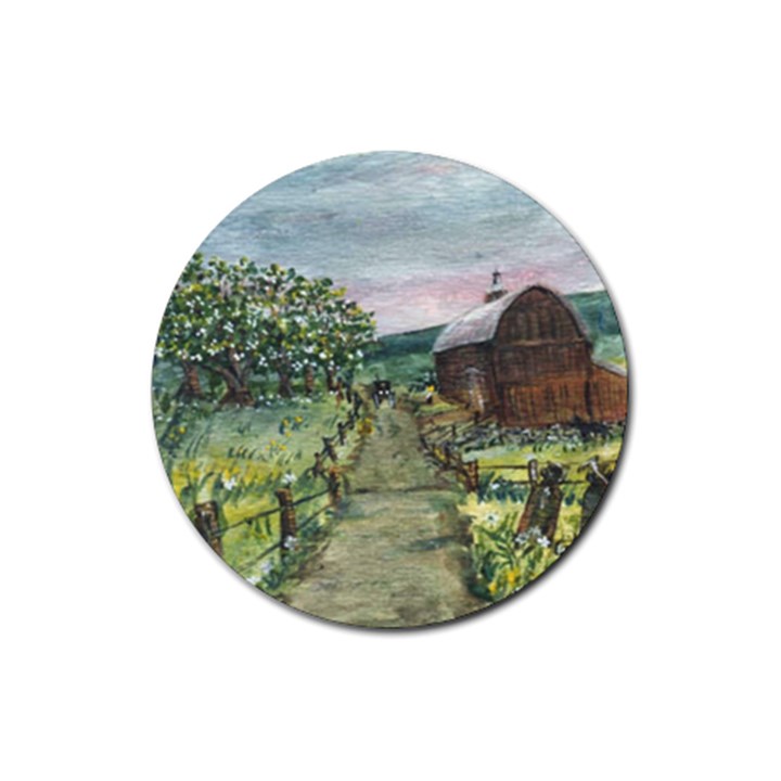  Amish Apple Blossoms  by Ave Hurley of ArtRevu ~ Rubber Coaster (Round)