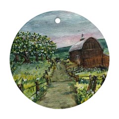  amish Apple Blossoms  By Ave Hurley Of Artrevu   Round Ornament (two Sides) by ArtRave2