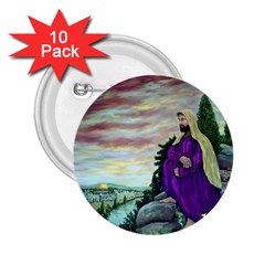 Jesus Overlooking Jerusalem - Ave Hurley - Artrave - 2 25  Button (10 Pack)