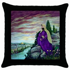 Jesus Overlooking Jerusalem - Ave Hurley - Artrave - Black Throw Pillow Case by ArtRave2