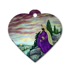 Jesus Overlooking Jerusalem - Ave Hurley - Artrave - Dog Tag Heart (one Sided)  by ArtRave2