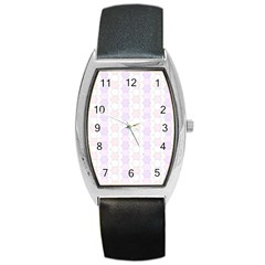 Allover Graphic Soft Pink Tonneau Leather Watch