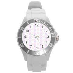 Allover Graphic Soft Pink Plastic Sport Watch (large)