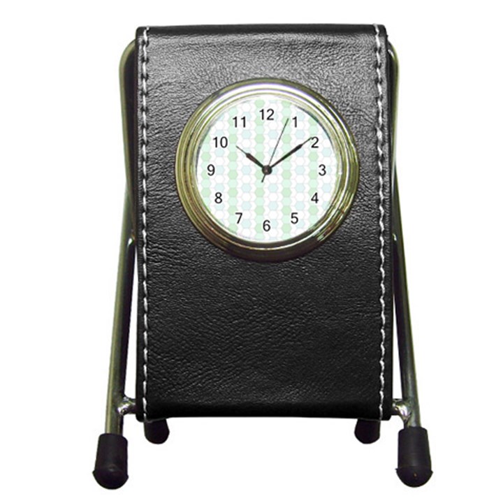 Allover Graphic Soft Aqua Stationery Holder Clock