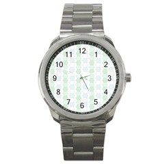 Allover Graphic Soft Aqua Sport Metal Watch