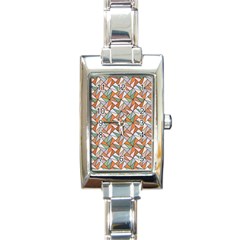 Allover Graphic Brown Rectangular Italian Charm Watch