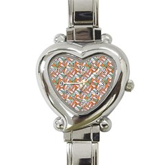 Allover Graphic Brown Heart Italian Charm Watch 