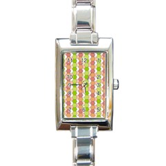 Allover Graphic Red Green Rectangular Italian Charm Watch