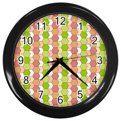 Allover Graphic Red Green Wall Clock (black)