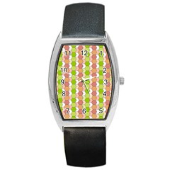 Allover Graphic Red Green Tonneau Leather Watch