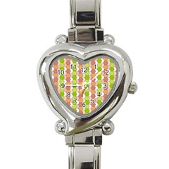 Allover Graphic Red Green Heart Italian Charm Watch 