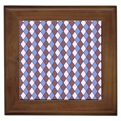 Allover Graphic Blue Brown Framed Ceramic Tile