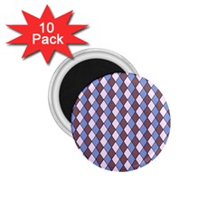 Allover Graphic Blue Brown 1 75  Button Magnet (10 Pack)