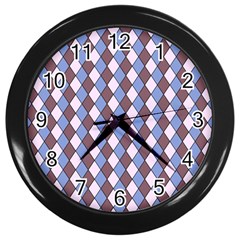 Allover Graphic Blue Brown Wall Clock (black)