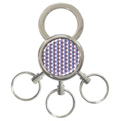 Allover Graphic Blue Brown 3-ring Key Chain