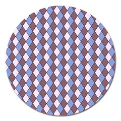 Allover Graphic Blue Brown Magnet 5  (round)