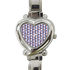 Allover Graphic Blue Brown Heart Italian Charm Watch 