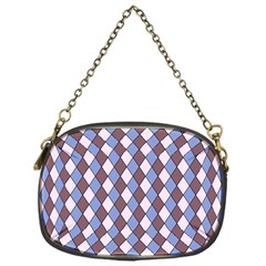 Allover Graphic Blue Brown Chain Purse (one Side)