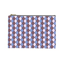 Allover Graphic Blue Brown Cosmetic Bag (large)