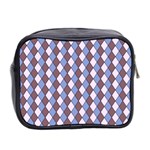 Allover Graphic Blue Brown Mini Travel Toiletry Bag (Two Sides) Back