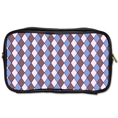 Allover Graphic Blue Brown Travel Toiletry Bag (one Side)