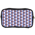 Allover Graphic Blue Brown Travel Toiletry Bag (One Side) Front