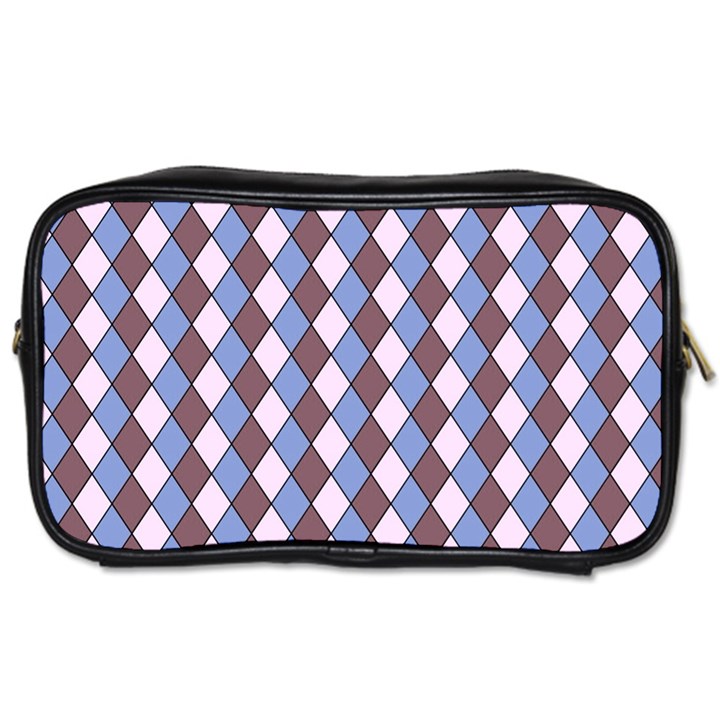 Allover Graphic Blue Brown Travel Toiletry Bag (One Side)