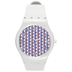 Allover Graphic Blue Brown Plastic Sport Watch (medium)