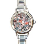 Spring Flowers Round Italian Charm Watch Front