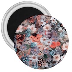 Spring Flowers 3  Button Magnet