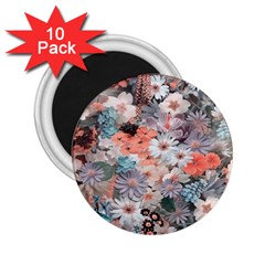 Spring Flowers 2 25  Button Magnet (10 Pack)