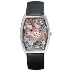 Spring Flowers Tonneau Leather Watch