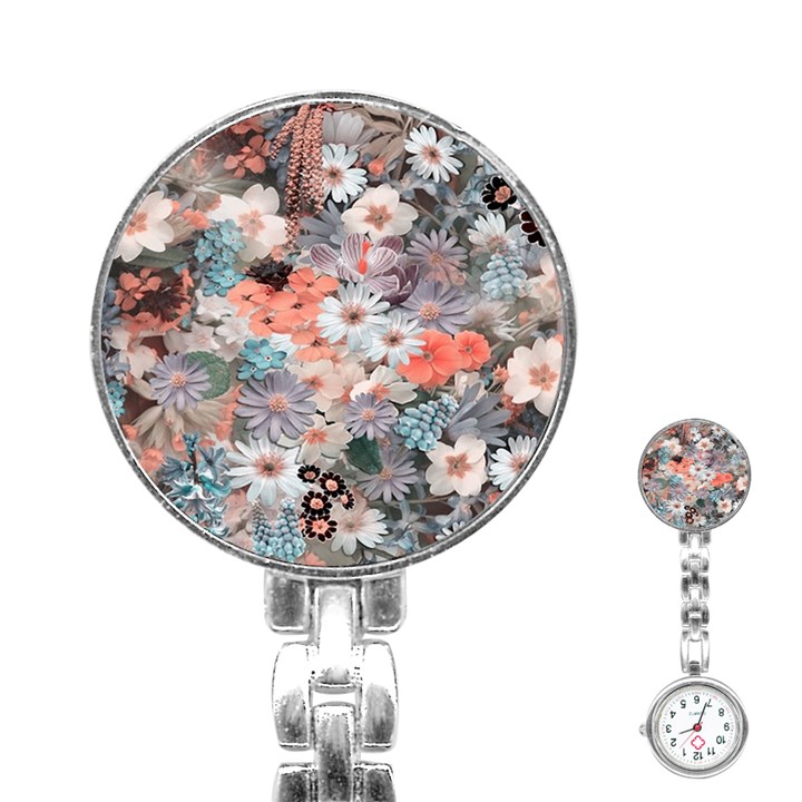 Spring Flowers Stainless Steel Nurses Watch