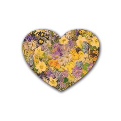 Spring Flowers Effect Drink Coasters (heart)