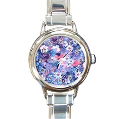 Spring Flowers Blue Round Italian Charm Watch by ImpressiveMoments