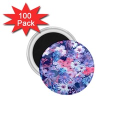 Spring Flowers Blue 1 75  Button Magnet (100 Pack)