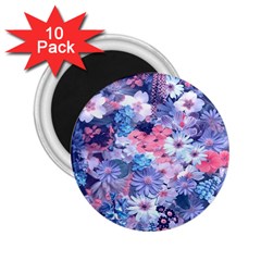 Spring Flowers Blue 2 25  Button Magnet (10 Pack) by ImpressiveMoments