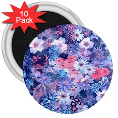 Spring Flowers Blue 3  Button Magnet (10 Pack) by ImpressiveMoments