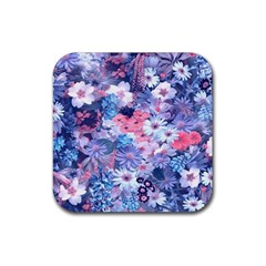 Spring Flowers Blue Drink Coaster (square)