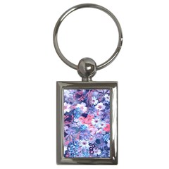 Spring Flowers Blue Key Chain (rectangle)