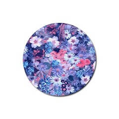 Spring Flowers Blue Drink Coaster (round)