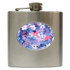 Spring Flowers Blue Hip Flask