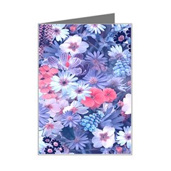 Spring Flowers Blue Mini Greeting Card