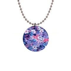 Spring Flowers Blue Button Necklace