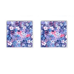 Spring Flowers Blue Cufflinks (square)