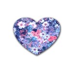 Spring Flowers Blue Drink Coasters (Heart) Front