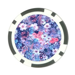 Spring Flowers Blue Poker Chip