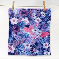 Spring Flowers Blue Face Towel